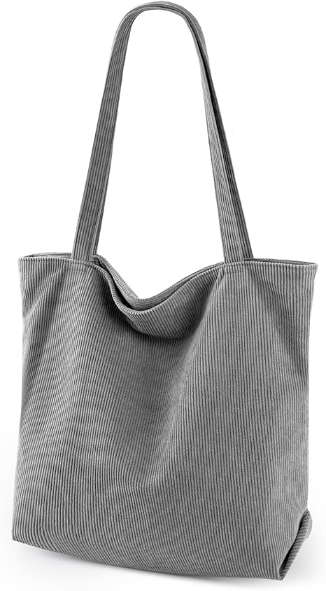 Gray corduroy handbag